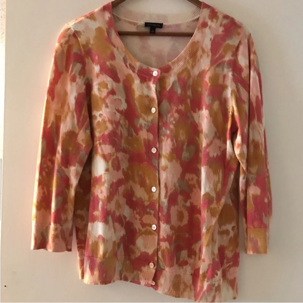 Talbots 3/4 multi colored cardigan cotton sweater